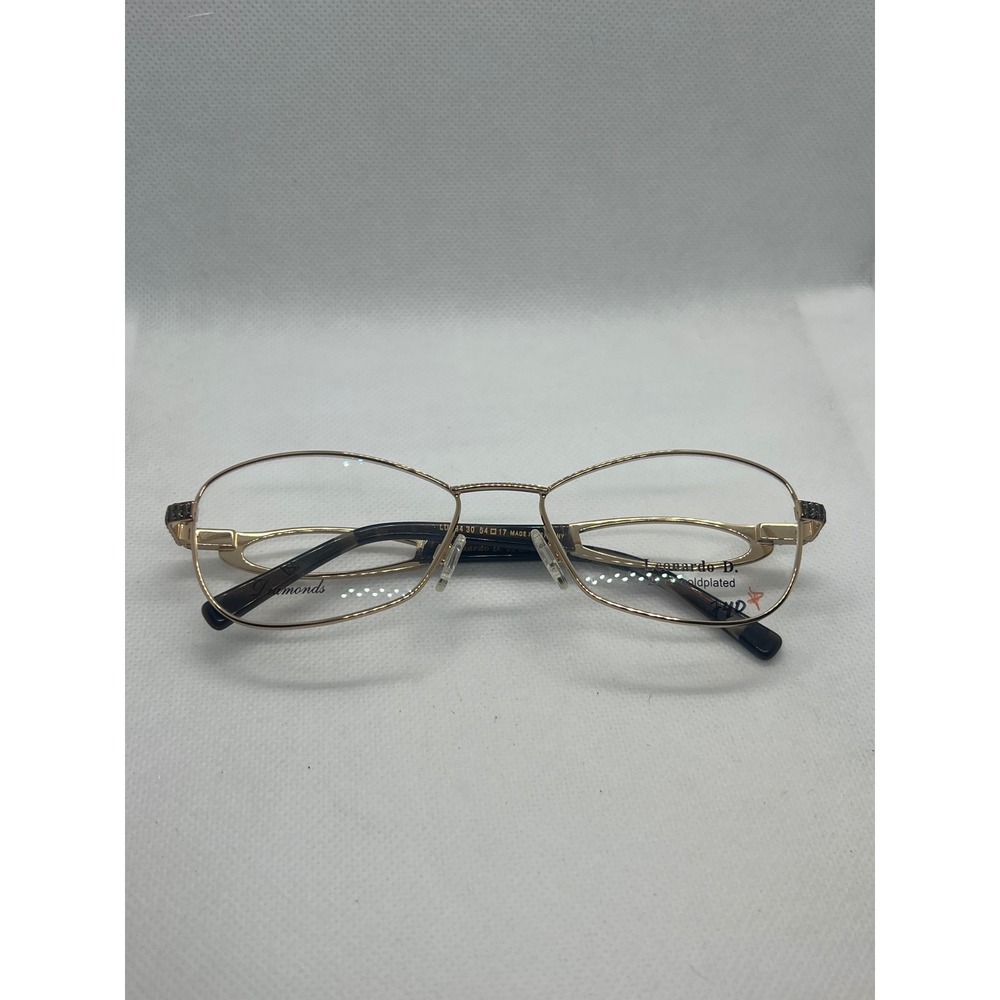 Leonardo D. LD584 22ct Gold Plated Diamond Eyeglasses Frames Gold 54-17